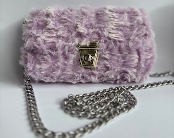 handmade lilac fur bag