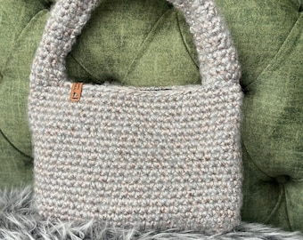 handmade gray fluffy bag