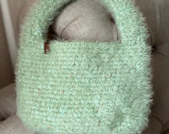 handmade green fluffy  bag