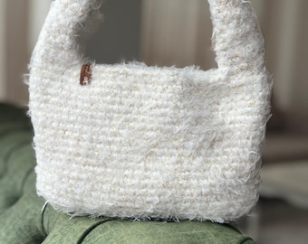 handmade white fluffy bag