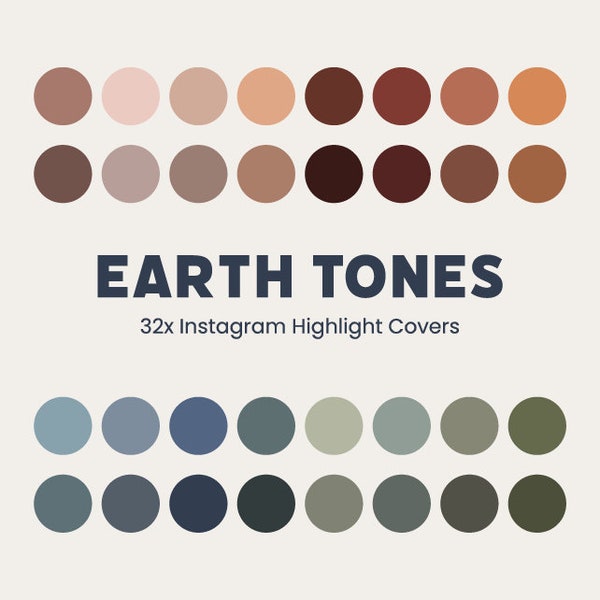 Earth Tones Instagram Highlight Covers -  30 Earth Tones IG Story Cover Icons | Natural Neutral Nature Colors (Beige, Brown, Green, Blue)