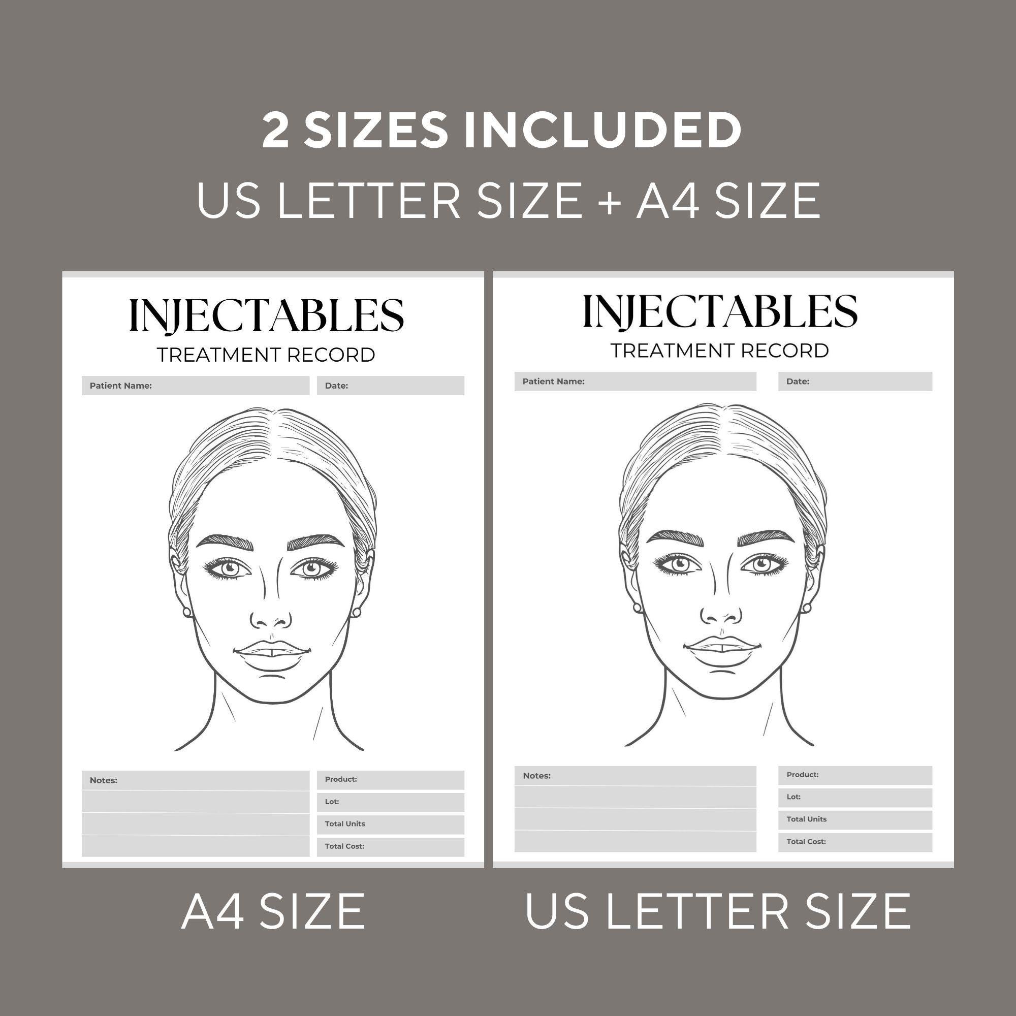 Injectables Treatment Record, Botox and Dermal Filler Treatment Record ...