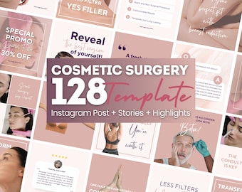 Plantillas de Instagram de cirugía estética: publicaciones sobre bótox y rellenos (Canva editable)