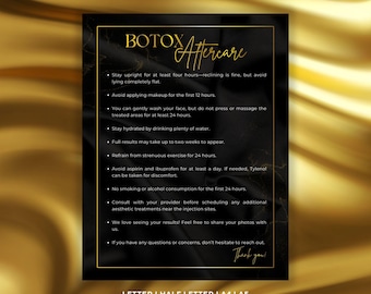 Tarjeta de instrucciones para el cuidado posterior al Botox / Inyector de enfermera imprimible (descarga digital)