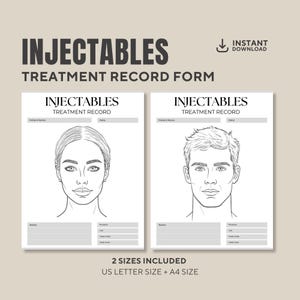 Injectables Treatment Record: Botox & Dermal Filler Form (A4 + US Letter)