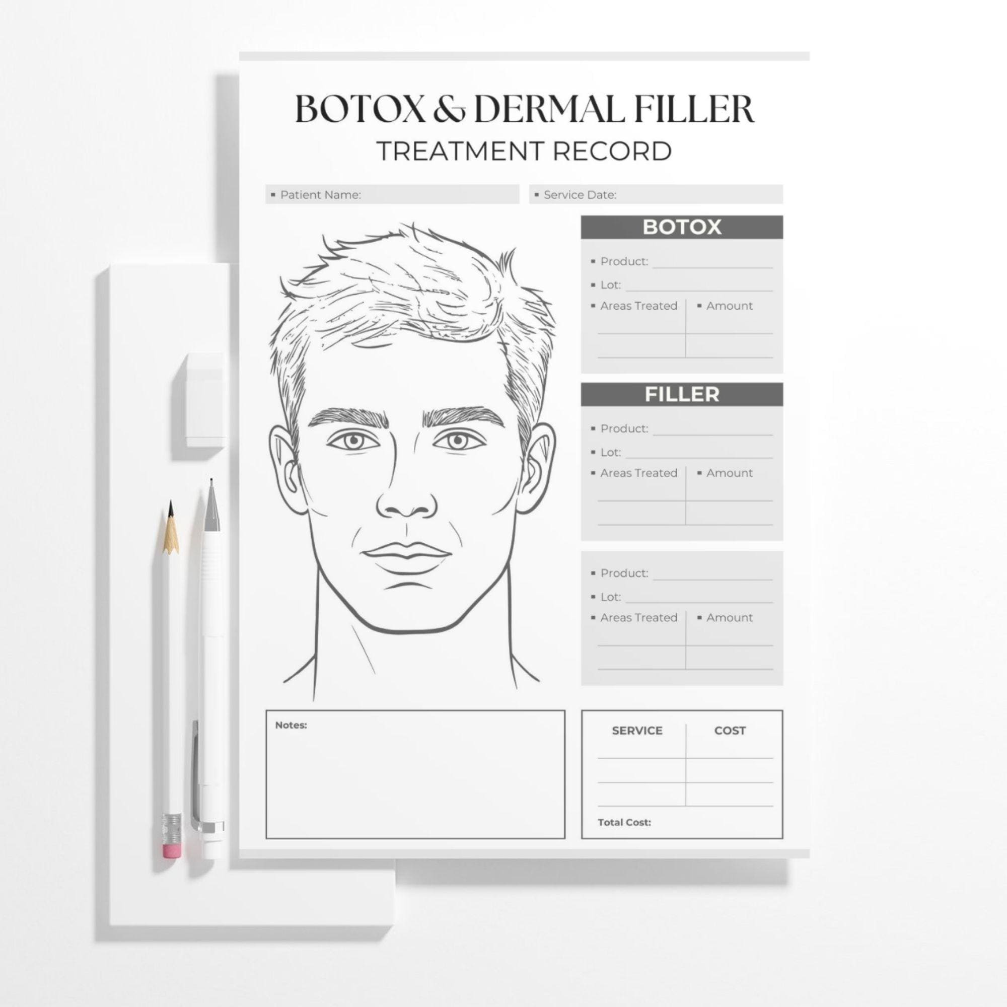Botox & Dermal Filler Treatment Record: Nurse Injector Form (PDF) - Etsy