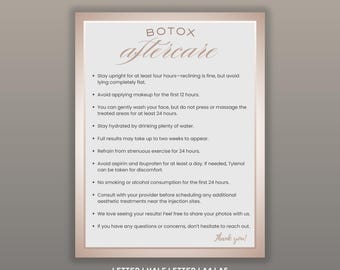 Tarjeta de cuidados posteriores al bótox: Instrucciones para el inyector de enfermera beige (descarga digital, 4 tamaños incluidos)