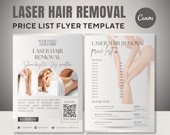 Plantilla de volante de depilación láser beige: Marketing editable para salones de belleza (Canva)
