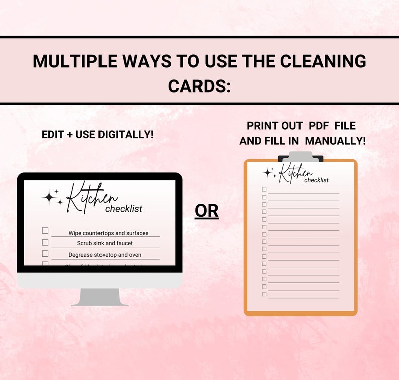 Room by Room Cleaning Checklists, Editable Cleaning Cards, Cleaning ...