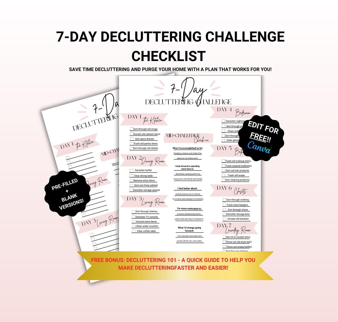 Home Decluttering Challenge Checklist, Home Decluttering Challenge ...