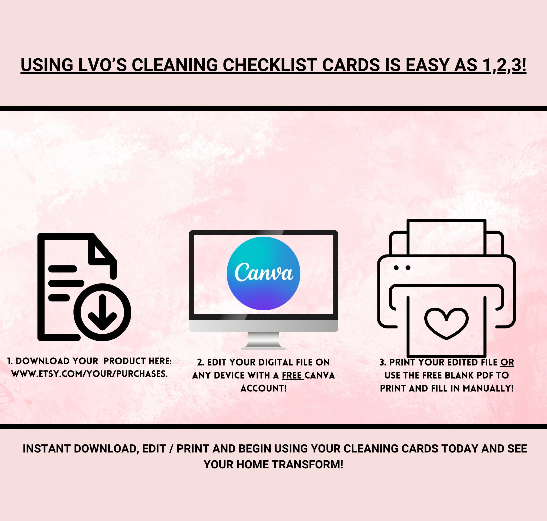 Room by Room Cleaning Checklists, Editable Cleaning Cards, Cleaning ...