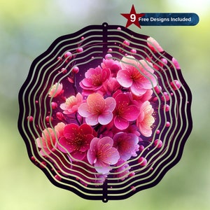 3D Pink Cherry Blossom Wind Spinner Sublimation Design,Floral Wind Spinner Template, Garden Wind Spinner Png, Instant Digital Download PNG