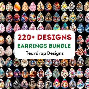Mixed Teardrop Earring Bundle, Sublimation Design, Earring Template PNG, Earring Design Png, Printable Earring, Instant Download Png