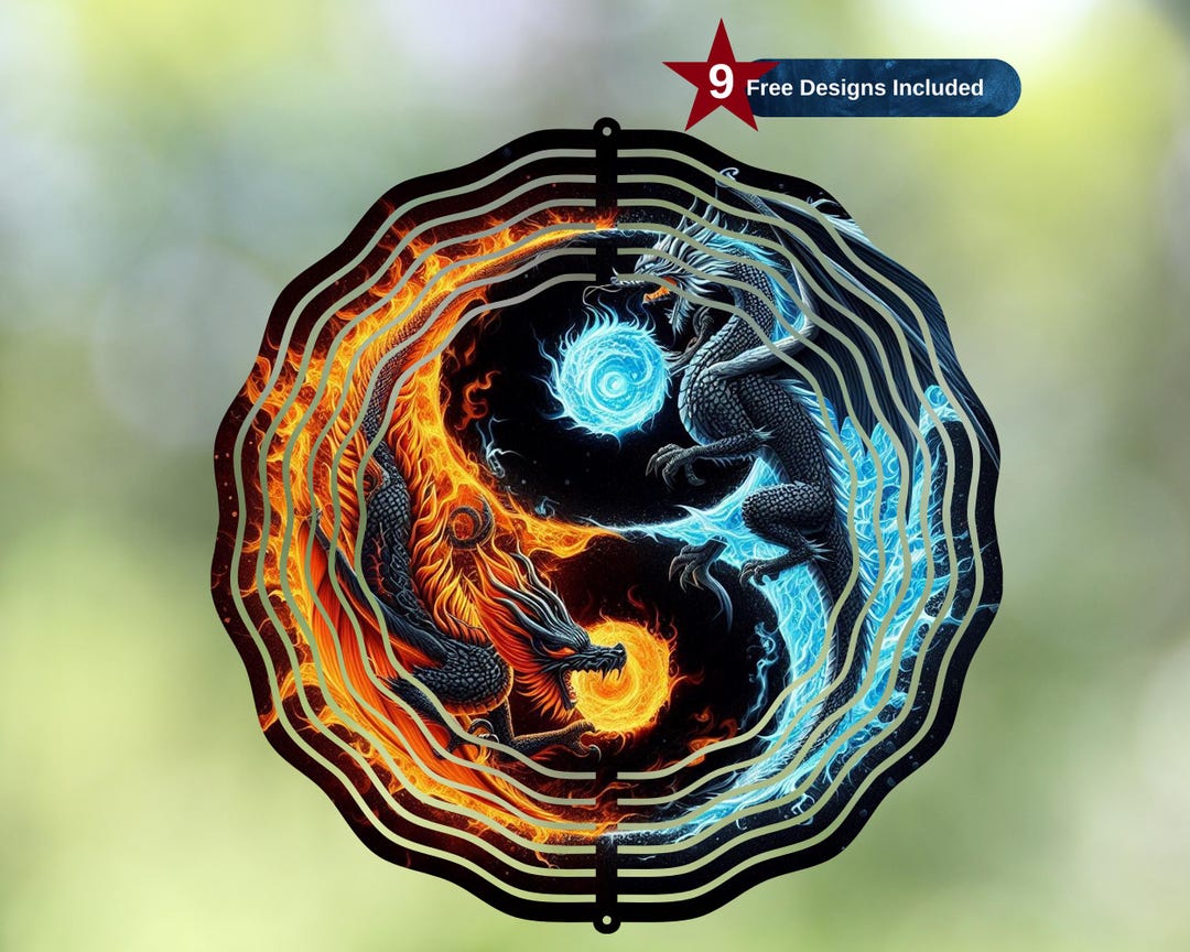 Dragon Wind Pattern Yin Yang Dragons Wind Spinner Sublimation Design,yin Yang Wind Spinner ...