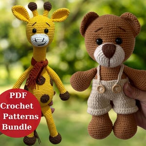 Bear, Giraffe Crochet Patterns Bundle,Crochet Toy Patterns,Amigurumi pattern Bundle pdf, Easy Holiday Amigurumi Crochet Pattern Pdf ,Digital