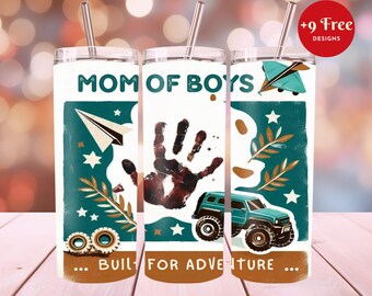 Mom of Boys Built For Adventure 20 oz Skinny Tumbler,Sublimation Design,Boy Mama Tumbler Template Design,Tumbler Wrap, Instand Download,PNG