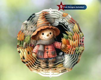 Scarecrow, Fall Wind Spinner, Sublimation Design, Cute Scarecrow Wind Spinner Template, Garden Wind Spinner Png,Instant Digital Download PNG