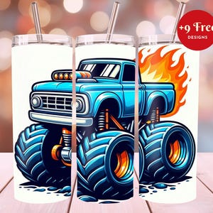 Monster Truck 20 oz Skinny Tumbler, Sublimation Design,Kids Truck Tumbler Template Design, Truck Tumbler Wrap,Instant Digital Download,PNG