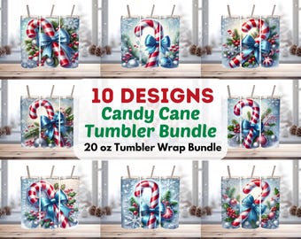 Candy Cane Christmas Tumbler Bundle ,20 oz Skinny Tumbler,Sublimation Design,Xmas Tumbler Template Design,Tumbler Wrap,Instant Download,PNG