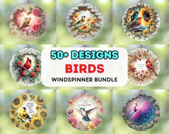 3D Mixed Vögel Wind Spinner Bundle Sublimationsdesign, Vogel Windspiel Bundle Vorlage, Vogel Garten Wind Spinner Png, Sofort Download PNG