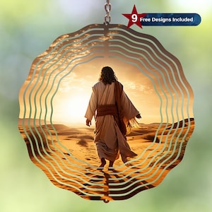 3D Jesus in The Desert Wind Spinner Sublimation Design,Christian Wind Spinner Template, Garden Wind Spinner Png,Instant Digital Download PNG