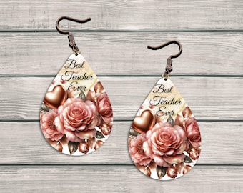 Best Teacher Ever Earring,Sublimation Design,Earring Template PNG, Teacher's Day Earring Design Png,Printable Earring,Instant Download Png