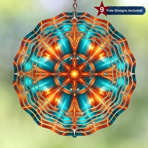 Shiny Kaleidoscope Image Wind Spinner Sublimation Design, Light Games Wind Spinner Template,Garden Wind Spinner Png, Instant  Download PNG