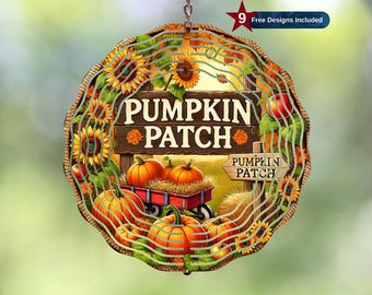 Autumn Wind Spinner Sublimation Design, Pumpkin Patch Wind Spinner Template, Fall Vibes Garden Wind Spinner Png,Instant Digital Download PNG