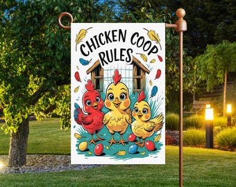 Chicken Coop Rules Garden Flag Sublimation Design, Farm Life Garden Flag Template,Chicken Coop Garden Flag Png,Instant Digital Download PNG
