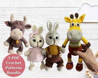Paquete de patrones de crochet, patrones de juguetes de crochet, paquete de patrones de amigurumi en PDF, patrón de crochet de amigurumi fácil para las fiestas en PDF, digital