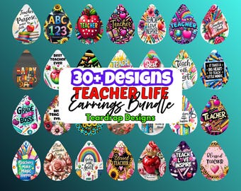 Teacher Life Earring Bundle, Sublimation Design,Teacher Earring Template PNG, Earring Design Png, Printable Earring,Instant Download Png
