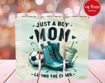 Just A Boy Mom 20 oz Skinny Tumbler, Sublimation Design, Boy Mama Tumbler Template Design,Boy MomTumbler Wrap, Instand Digital Download,PNG