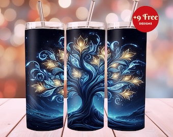 Magical Tree of Life 20 oz Skinny Tumbler,Sublimation Design,Tree of Life Tumbler Template Design,Tumbler Wrap,Instant Digital Download,PNG