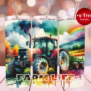 3D Farm Life and Tractor 20 oz Skinny Tumbler,Sublimation Design,Tractor Tumbler Template Design,Tumbler Wrap, Instant Digital Download,PNG,
