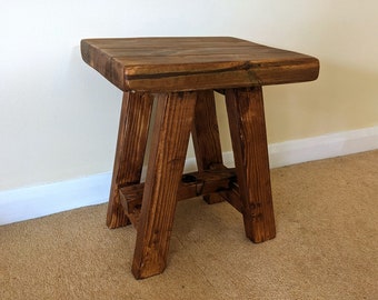 Handcrafted Rustic Stool made from Recycled Wood - Recycle Revolution