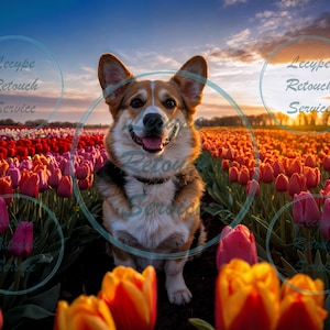 Tulip Field Digital Background Overlay, Spring Tulip Photo Backdrop, Floral Digital Background for Pets, Family, Children,  Instant Download