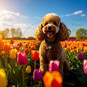 Tulip Field Digital Background Overlay, Spring Tulip Photo Backdrop, Floral Digital Background for Pets, Family, Children,  Instant Download