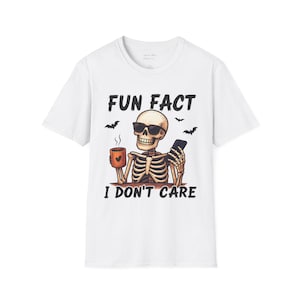 Camiseta con gráfico de esqueleto: &quot;Datos curiosos, no me importa&quot;, regalo de Halloween, moda unisex, ropa informal, camiseta divertida