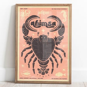 Ahimsa Poster – Yamas & Niyamas Series. Yoga Sutras of Patanjali Print
