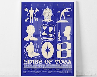 8 Limbs of Yoga - Print - Ashtanga Yoga. Indigo Variant