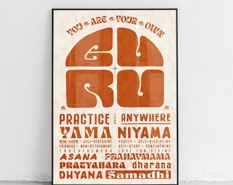 You Are Your Own Guru Poster. Yoga Print. Ashtanga Yoga Wall Art