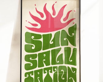 Sun Salutation Poster. Watermelon colour variant.
