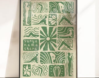 Surya Namaskara. Sun Salutation. Large format print. Yoga.