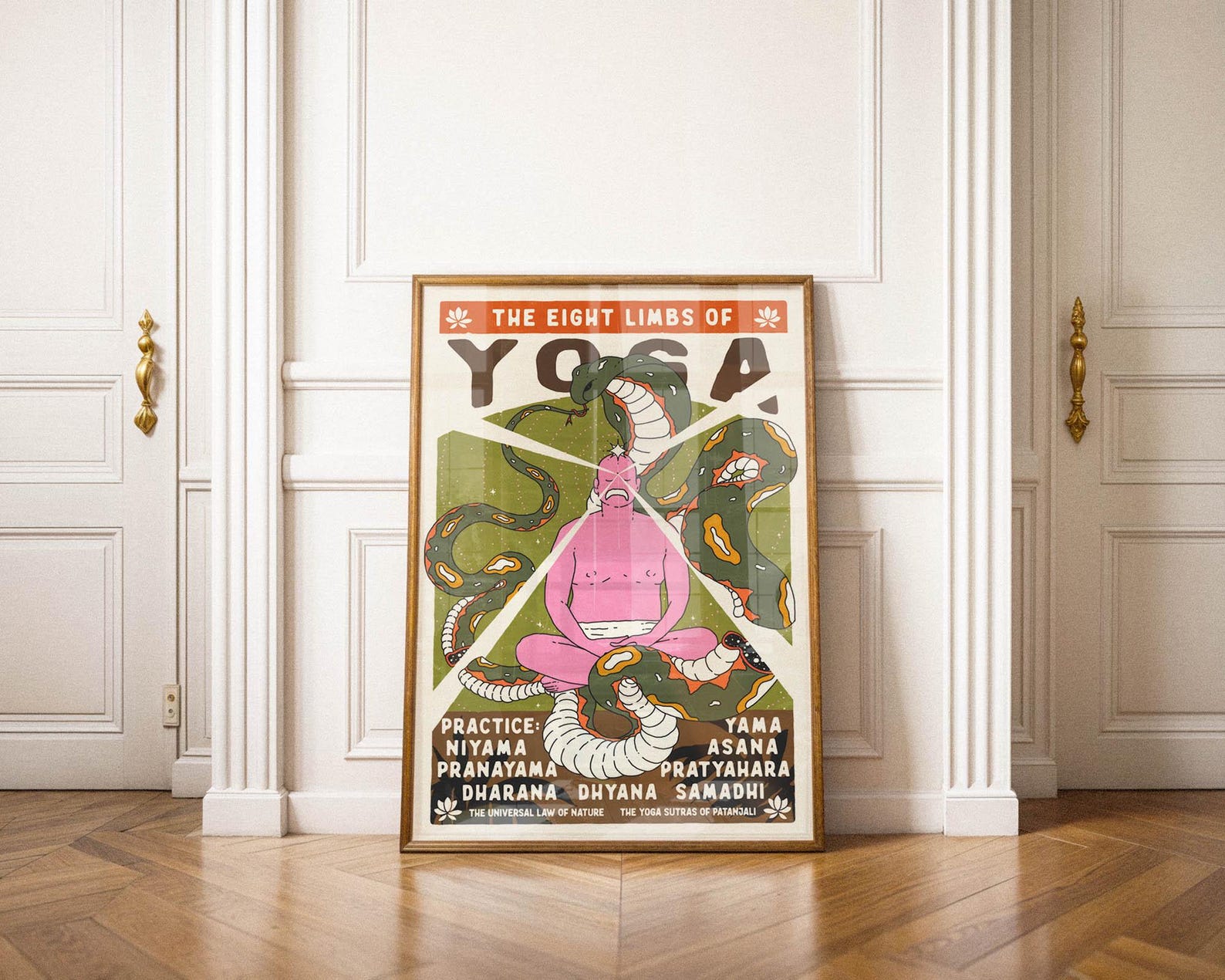Eight Limbs of Yoga Poster, Pink Guru Ashtanga Art - Etsy