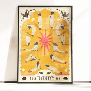 Surya Namaskara. Sun Salutation. Large format print. Yoga poster. Gift for yoga teacher. Gift for yoga student. Yoga wall decor