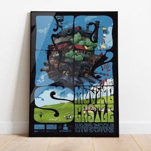 Howl&#39;s Moving Castle poster gift /  Studio Ghibli /  Film poster decor / Hayao Miyazaki poster art / Ghibli print gift  Anime wall decor art