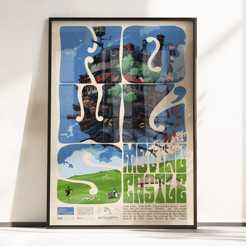 Howl's Moving Castle poster / Studio Ghibli Film poster / Hayao Miyazaki poster / moving castle poster gift/ alternative film poster / film poster gift / movie print gift / studio ghibli poster gift / studio ghibli art