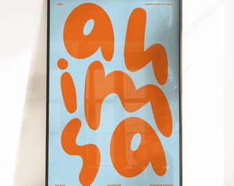 Ahimsa - Yoga Starts Here. Non-Harm Poster. Non-violence wall decor. Yama / Niyama Print