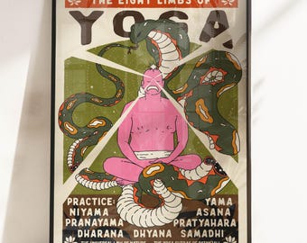 8 Limbs of Yoga Poster Digital Download Wall Art Patanjalis Yoga Sutras ...