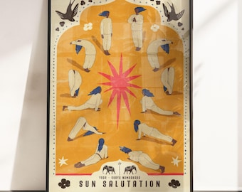 Surya Namaskara. Sun Salutation. Large format print. Yoga.